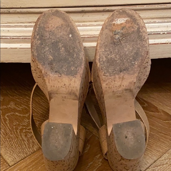 Brian Atwood Snakeskin & Cork Platform Sandals - Picture 5 of 5